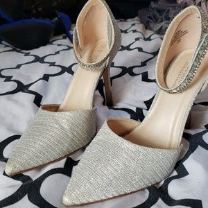 Silver glittery heels
